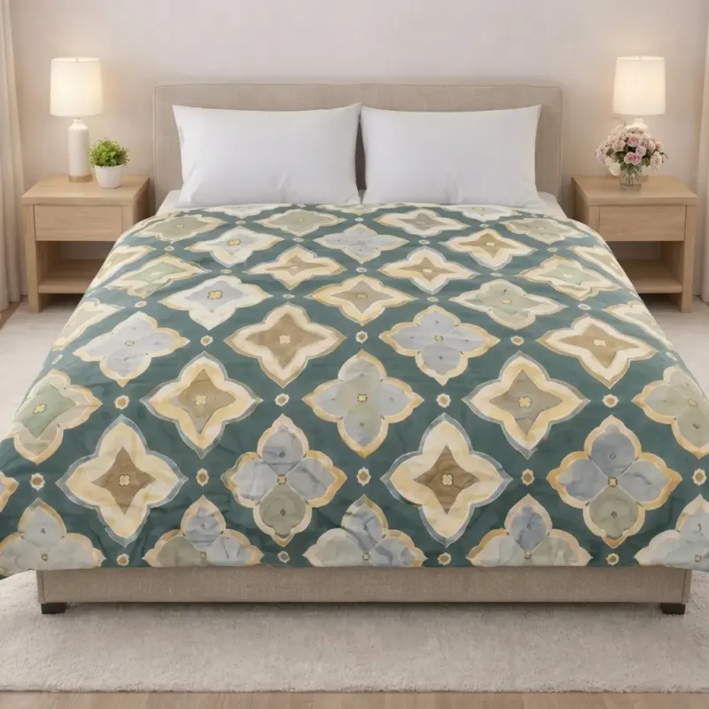 Waterproof Elegant Geometric Premium Bedsheet (7/8 Feet)