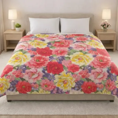Waterproof Floral Garden Premium Bedsheet (7/8 Feet)