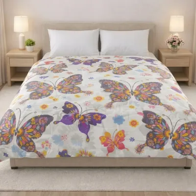 Waterproof Butterfly Printed Premium Bedsheet (7/8 Feet)
