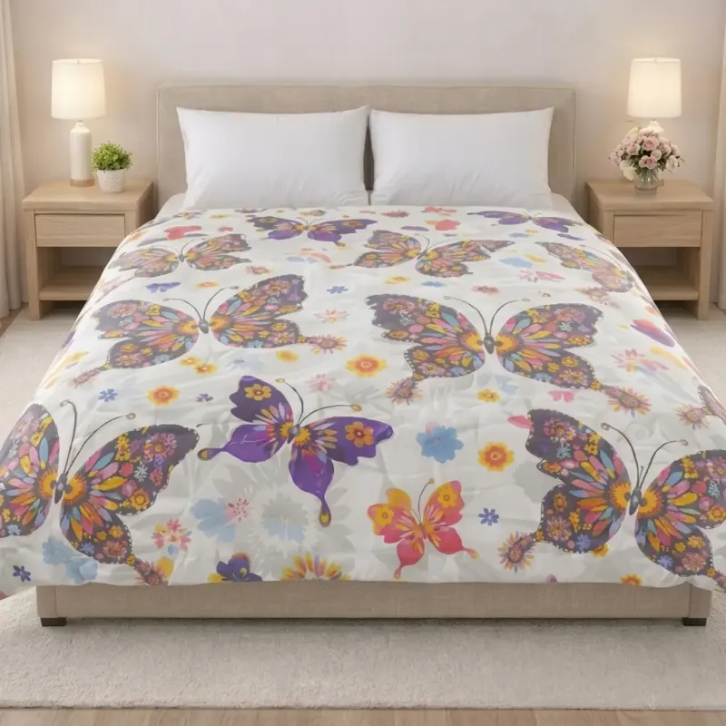 Waterproof Butterfly Printed Premium Bedsheet (7/8 Feet)